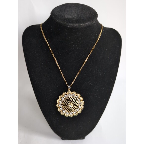 Nolan Miller Glamour Collection Clear Rhinestone And Gold Necklace - Picture 2 of 7